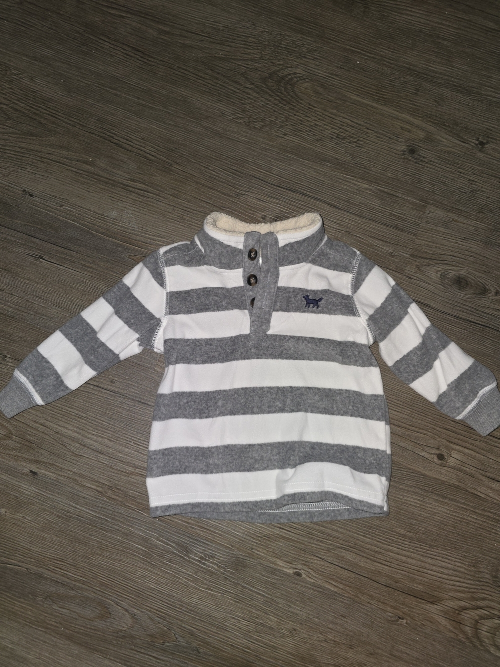 Carter's Gray & White Striped Plush-Collar Pullover Hoodie